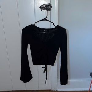 Long Sleeve Black Flare Top